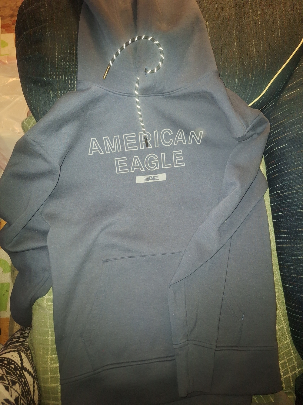 American Eagle Outfitters Navy Blue Logo Hoodie